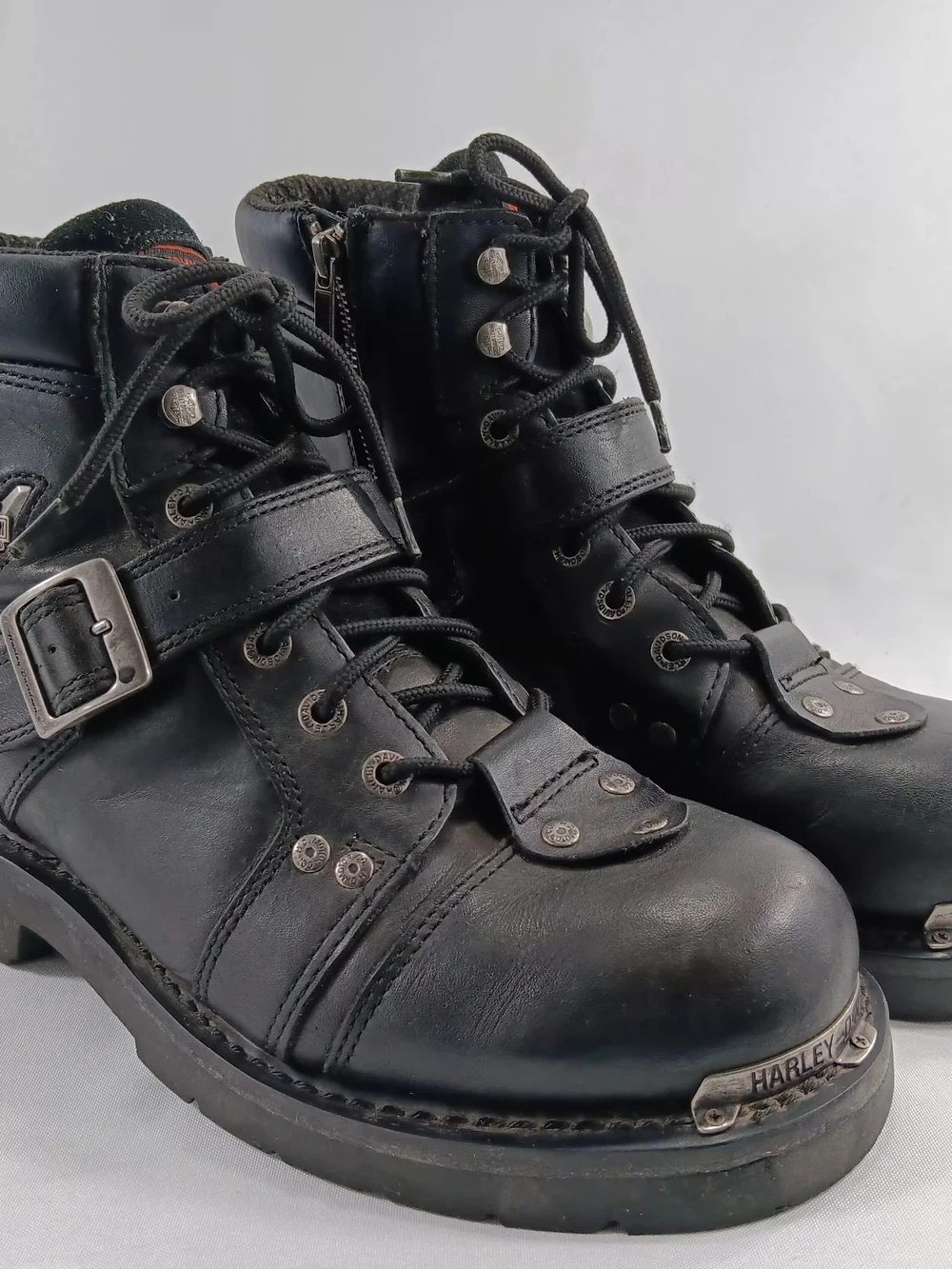 Harley Davidson Men's Biker Boots Black Leather Steel Toe Size 12